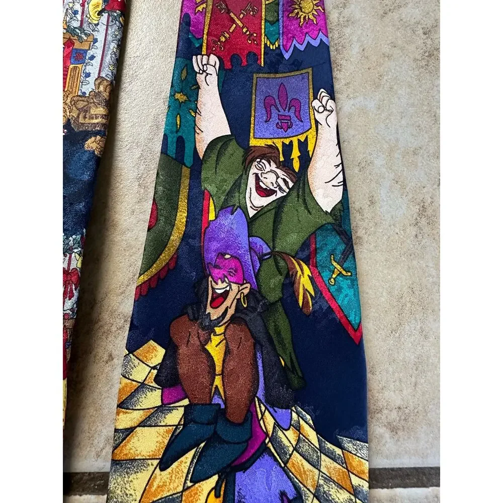 NWT Disney Lot of 2 Silk Neck Ties Hunchback‎ of Notre Dame Mickey Fab 5 Xmas